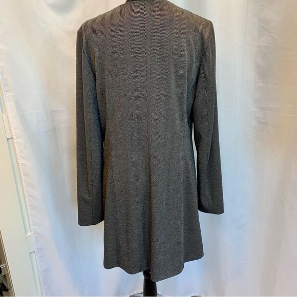 TOBIAS black herringbone long sleeve blazer coat zipper front Sz 10 NWOT - Picture 5 of 12